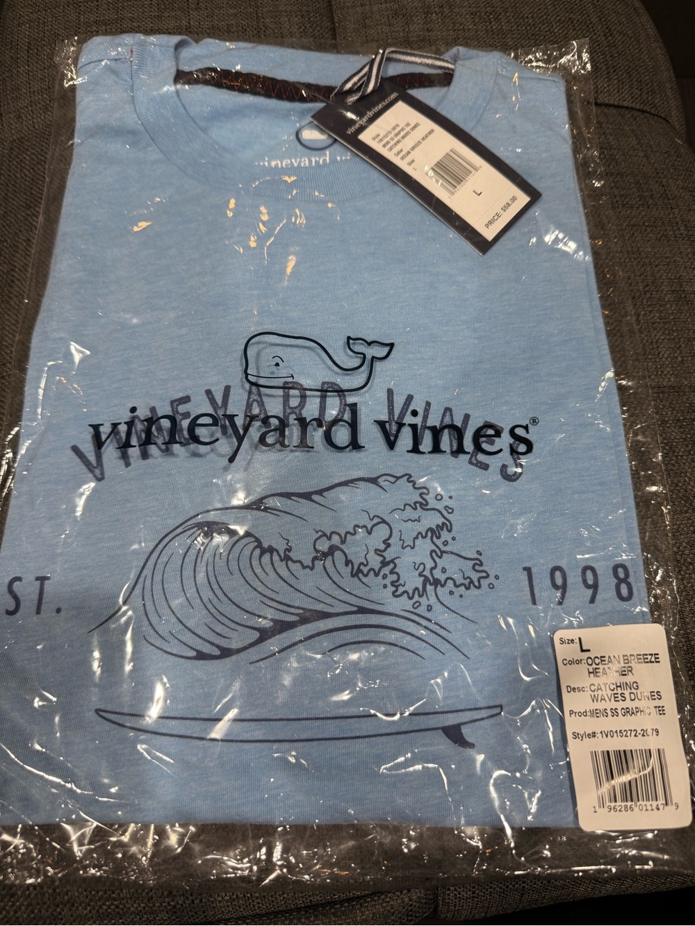 Vineyard Vines Light Blue Graphic Tee with Navy Accent